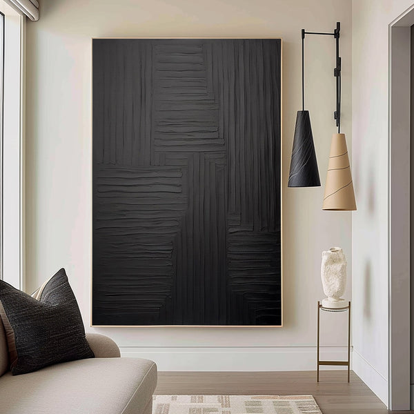 Midnight Geometry: Textured Black Elegance